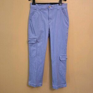 Democracy Jeans Straight Cropped Utility Cargo Pants Women 10 Blue Ab Technology